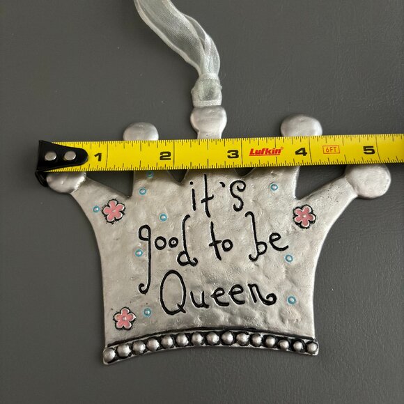 Engraved Custom Crown Solid Pewter It's Good To Be Queen Christmas Ornament - Picture 3 of 4